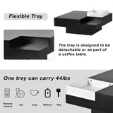 ON-TREND Modern Minimalist Design Square Coffee Table and Plug-in 16-color LED Strip Lights Remote Control for Living Room