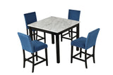 5-piece Counter Height Dining Table Set - Faux Marble Dining Table and Four Upholstered Chairs