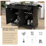 Kitchen Cart with Stainless Steel Top and Storage Cabinet with Two Drawers & Goblet Holder & Wine Rack & Spice Rack & Towel Holder