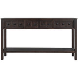 TREXM Rustic Entryway Console Table, 60" Long Sofa Table with two Different Size Drawers and Bottom Shelf for Storage (Espresso)