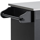 Kitchen Cart with Stainless Steel Top and Storage Cabinet with Two Drawers & Goblet Holder & Wine Rack & Spice Rack & Towel Holder