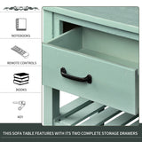 TREXM  Retro Console Table for Entryway with Drawers and Shelf Living Room Furniture (Antique Blue)