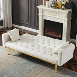 Cream White  Convertible Folding Futon Sofa Bed , Sleeper Sofa Couch for Compact Living Space.