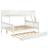 Twin Over Full Bunk Bed with Trundle, Convertible into 2 Beds, the Bunk Bed with Ladder and Safety Rails for Kids, Teens, Adults