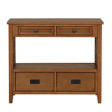 Farmhouse Pine Wood Console Table Entry Sofa Table with 4 Drawers & 1 Storage Shelf for Entryway Living Room Bedroom Hallway Kitchen