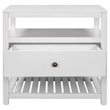 Modern Wooden Nightstand with Drawers Storage for Living Room/Bedroom, White