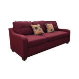 Red Sectional Sofa & 2 Pillows in Red Linen
