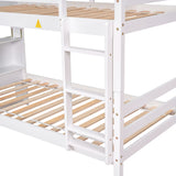 Twin Over Twin Bunk Beds with Bookcase Headboard