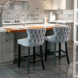Contemporary Velvet Upholstered Wing-Back Barstools