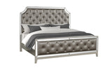 Queen 6 Piece Mirror Front Bedroom set made with Wood in Silver Color