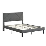 Queen Size Upholstered Platform Bed Frame with Headboard, Strong Wood Slat Support, Mattress Foundation, No Box Spring Needed, Easy Assembly