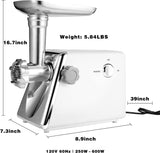 Simple Deluxe Electric Meat Grinder, Heavy Duty Meat Mincer, Food Grinder with Sausage & Kubbe Kit, 3 Grinder Plates, 600W Power, Easy to Clean and Install, Suitable for Home Kitchen,White