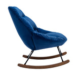 Tufted Upholstered Padded Seat Rocking Chair-Velvet Blue