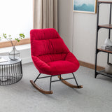 Tufted Upholstered Padded Seat Rocking Chair-Velvet Red