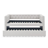 Daybed with Trundle Upholstered Tufted Sofa Bed, with Button