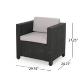 Riley Outdoor Wicker Print 2 Seater Chat Set with Ottomans  Dark Grey