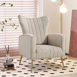 Modern Velvet Accent Chair with Arms, Wingback Reading Chair
