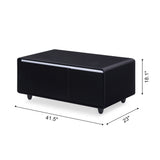 Modern Smart mini Coffee Table with Built in Fridge, Outlet protection,Wireless charging module,Mechanical temperature control,Power socket,USB interface And Ice Water interface.