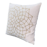 Hugo 20 x 20 Square Accent Throw Pillow, Embroidered Geometric Abstract Pattern, With Filler, White, Gold