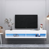 180 Wall Mounted Floating 80" TV Stand with 20 Color LEDs White