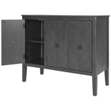 Storage Cabinet Wooden Cabinet with Adjustable Shelf, Antique Gray