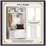 Hall Tree with 4 Hooks, Coat Hanger, Entryway Bench, Storage Bench