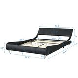 Queen Faux Leather Upholstered Platform Bed Frame, Curve Design