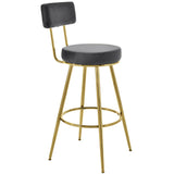 TOPMAX Modern 30inch Bar Stools, Bar Dining Chairs with Velvet Upholstered Back and Seat Cushions for Dining Room, Home Bar, Set of 4, Gray