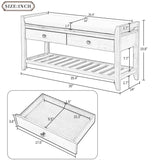 TREXM  Shoe Rack with Cushioned Seat and Drawers, Multipurpose Entryway Storage Bench (Espresso)