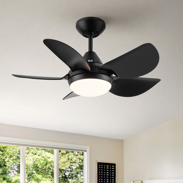 30 In Intergrated LED Ceiling Fan Lighting with Matte Black ABS Blade