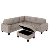 Sectional Corner Sofa L-shape with Storage Ottoman