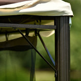 Outdoor Iron Vented Dome Top Patio Gazebo with Netting for Backyard, Poolside and Deck, Brown