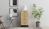 Natural rattan，Cabinet with 4 drawers，Suitable for living room, bedroom and study，Diversified storage