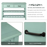 TREXM  Retro Console Table for Entryway with Drawers and Shelf Living Room Furniture (Antique Blue)