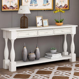 TREXM Console Table 64" Long Sofa Table Easy Assembly with Drawers and Shelf for Entryway, Hallway, Living Room (Antique White)