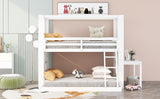 Twin Over Full Bunk Bed with Desk Storage