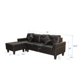 Sectional Sofa Set for Living Room with L Shape  Chaise Lounge ,cup holder and  Left or Right Hand Chaise  Modern 4 Seat (BLACK)