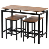 5-Piece Kitchen Counter Height Table Set, Industrial Dining Table with 4 Chairs (Brown)