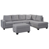 Light Grey Sectional Sofa with Ottoman