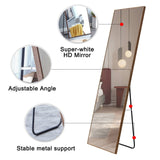 Brown Solid Wood Frame Full-length Mirror, Dressing Mirror, Bedroom Home Porch, Decorative Mirror, Clothing Store, Floor Mounted Large Mirror, Wall Mounted.65"*23"