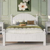 3 Pieces Traditional Concise Style White Bedroom Sets, Nightstand+Chest+Full Bed