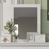 4 Pieces Traditional Concise Style White Bedroom Sets, Nightstand+ Dresser+ Mirror+ Full Bed