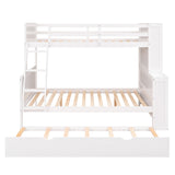 Twin over Full Bunk Bed with Trundle and Shelves