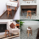 Acacia Wood Stool Round Top Chairs Best Ideas End Tables For Sofas Sub-stool for Living Room Bedside Strong Weight Capacity Upto 350 LBS, Natural Color