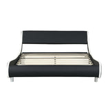 Queen Faux Leather Upholstered Platform Bed Frame, Curve Design