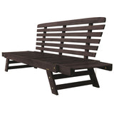 Outdoor Adjustable Patio Wooden Daybed Sofa Chaise Lounge with Cushions for Small Places, Brown Finish+Gray Cushion