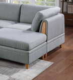 Light Grey Sectional with 2 Ottomans