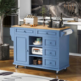 kitchen cart with Rubber wood desktop rolling mobile kitchen island with storage