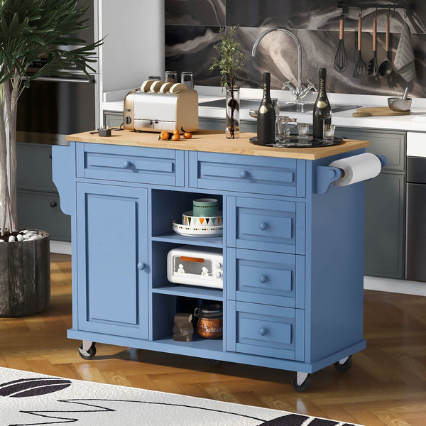 kitchen cart with Rubber wood desktop rolling mobile kitchen island with storage