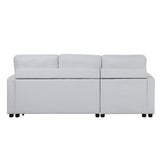 Brown Sleeper Sectional Sofa w/Storage, White Fabric
